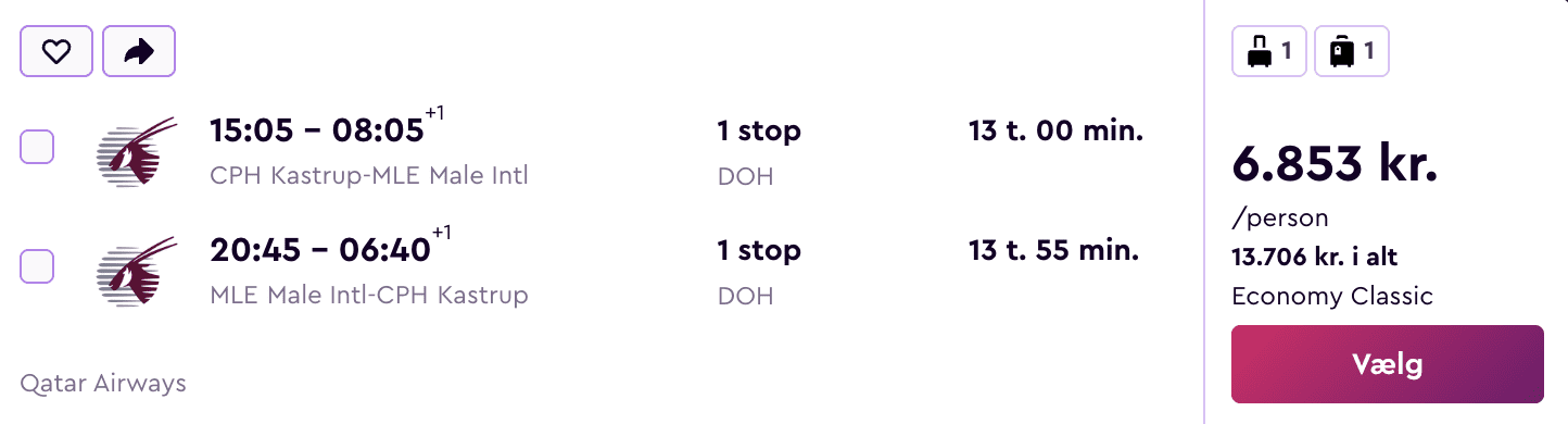 Flight price screenshot from Hamborg (HAM)