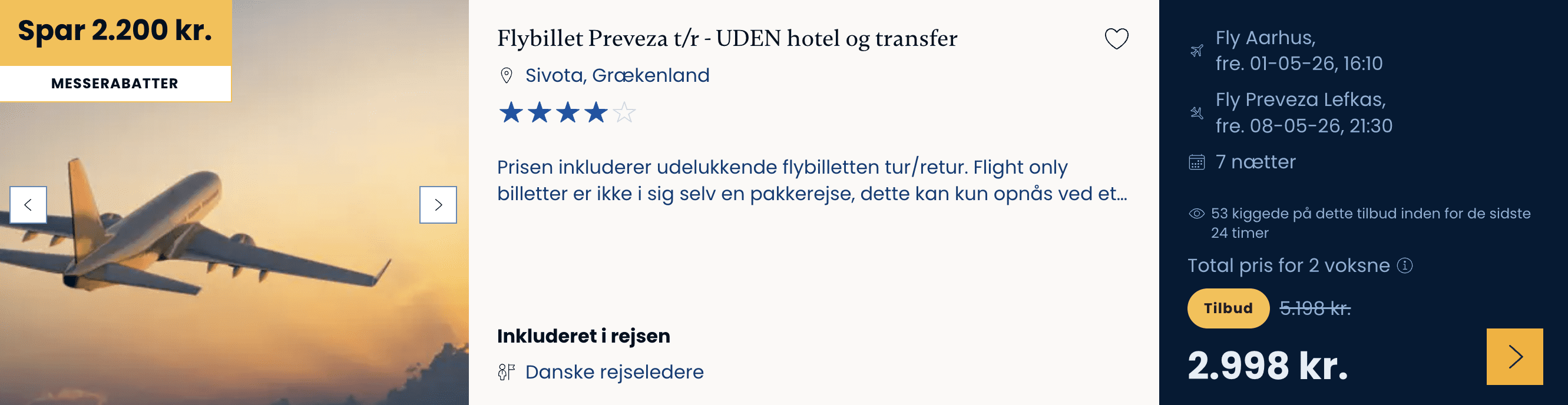 Flight price screenshot from Billund (BLL)