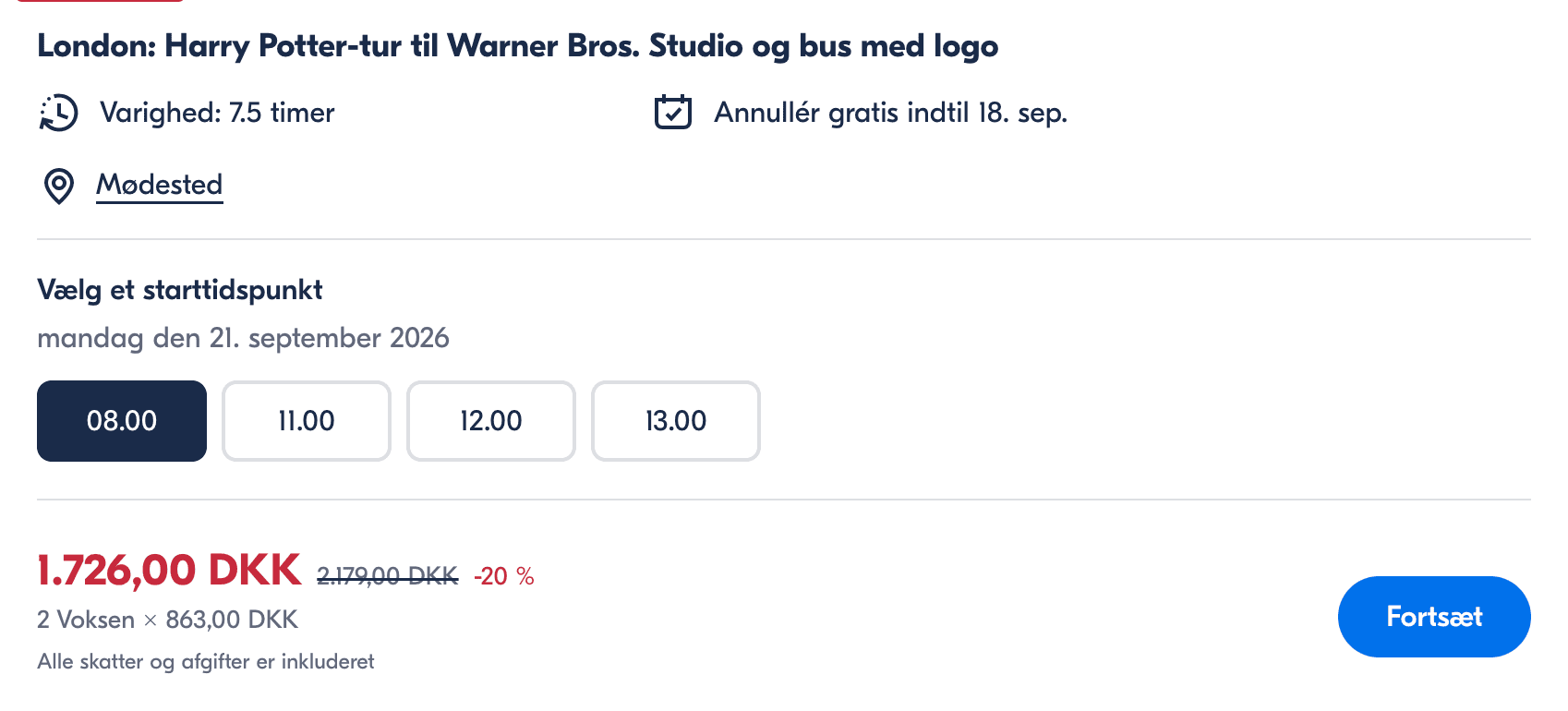 Oplevelse pris-screenshot