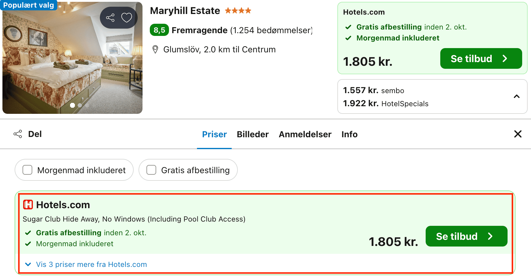 Hotel pris-screenshot
