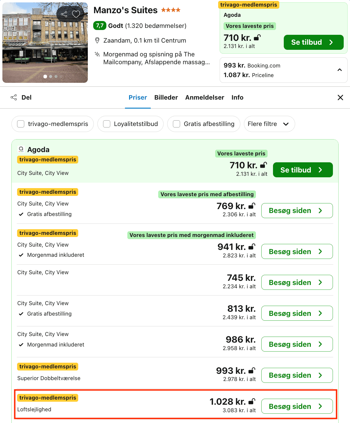 Hotel pris-screenshot