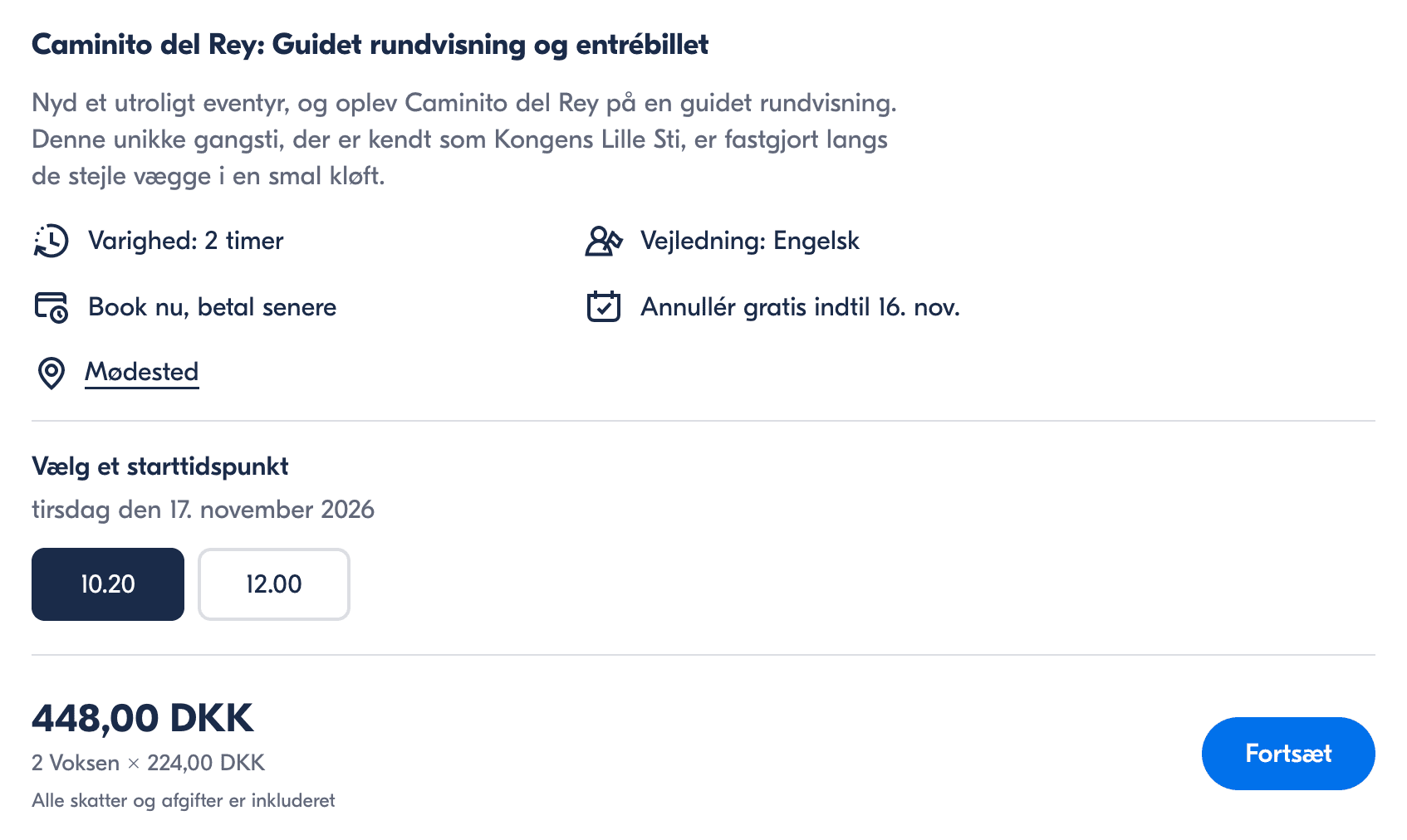 Oplevelse pris-screenshot