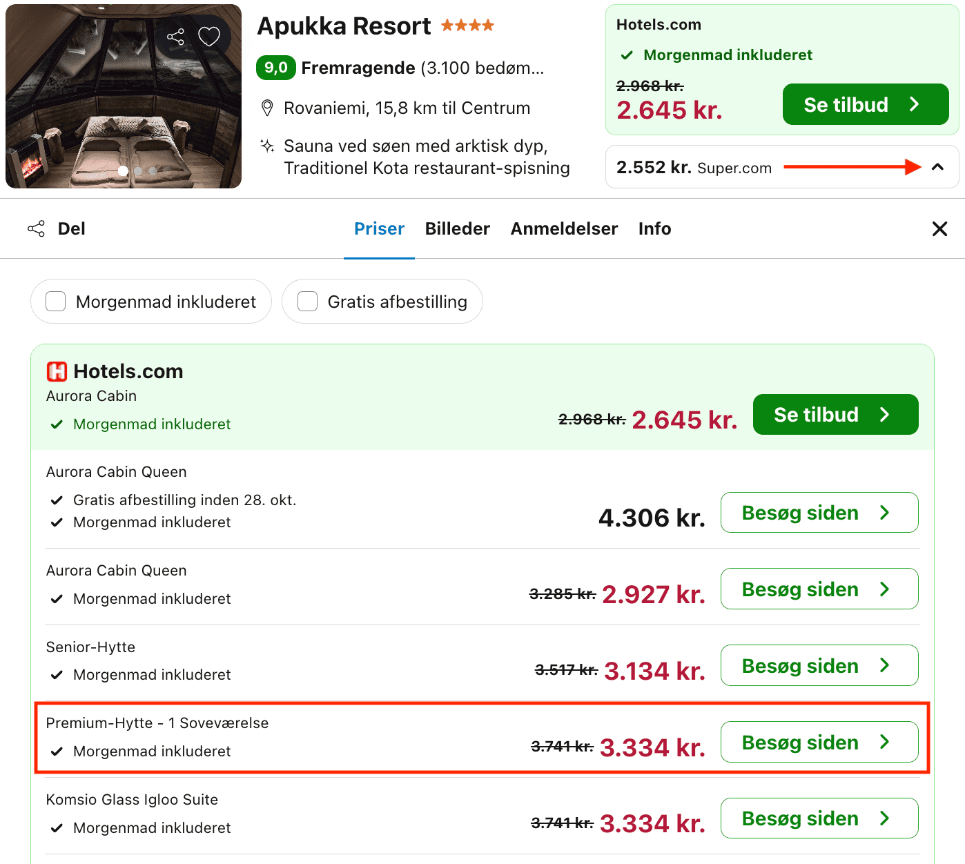 Hotel pris-screenshot